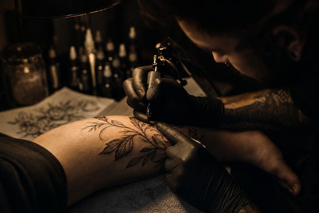 Sesión de tatuaje fine line en Letan Ink